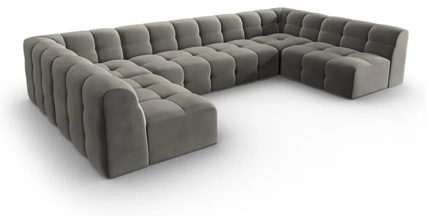 Sivá zamatová rohová pohovka (do "U") Kendal - Micadoni Home