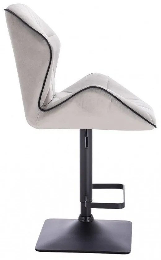 LuxuryForm DESIGN Barová stolička MILANO MAX VELUR na čiernej hranatej podstave - šedá