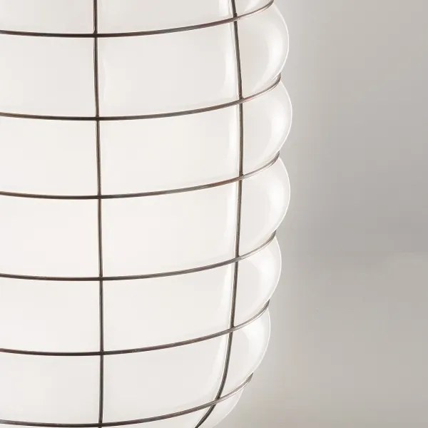 SIRU - Luster na lanku LANTERNA 1xE27/60W/230V pr. 32 cm čierna/biela benátske sklo