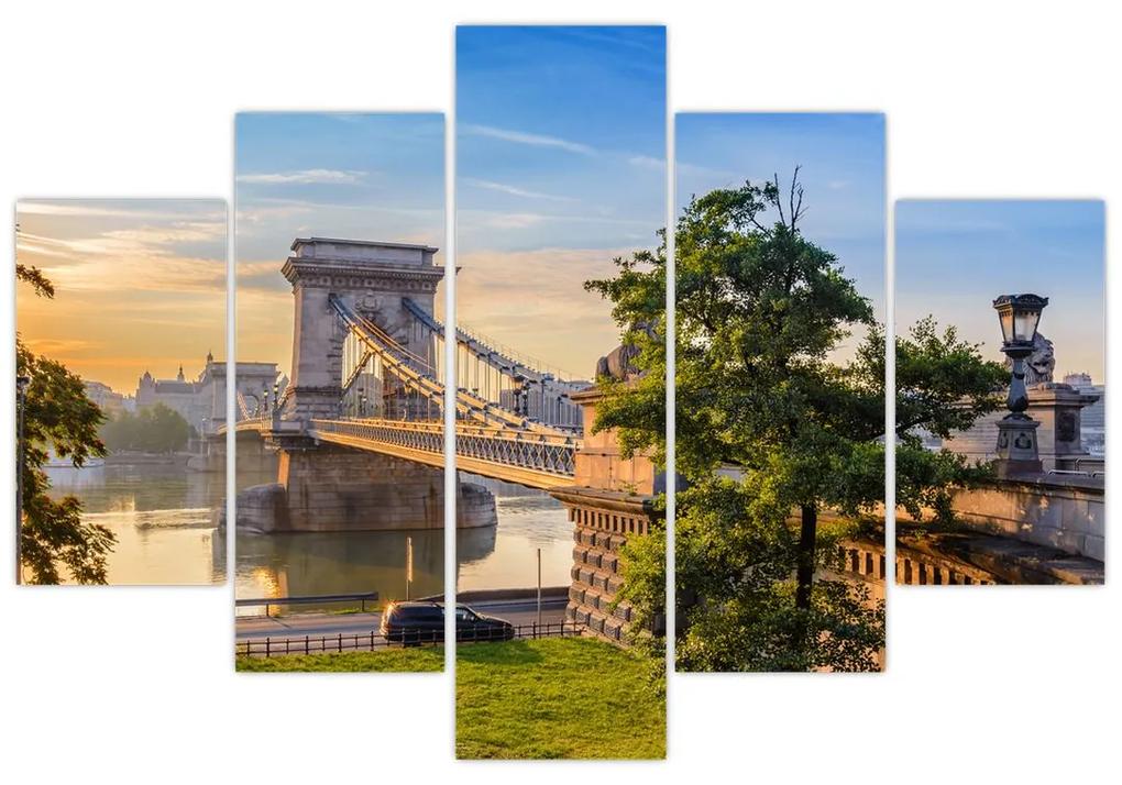 Obraz - Most cez rieku, Budapešť, Maďarsko (150x105 cm)