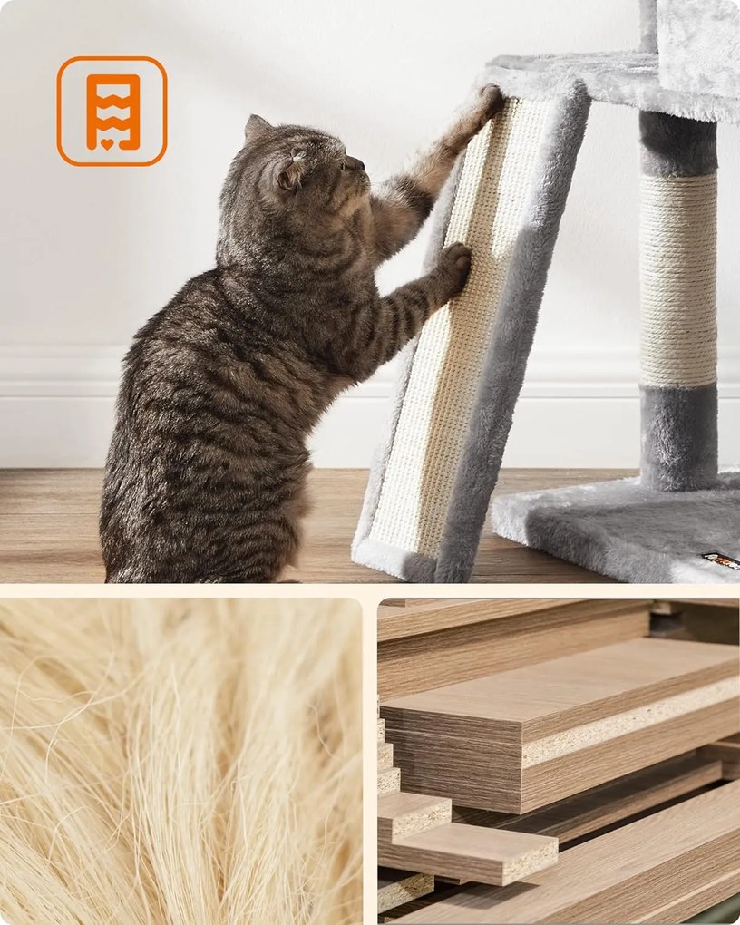 Mačacie stromové škrabadlo TIGER, svetlo sivé