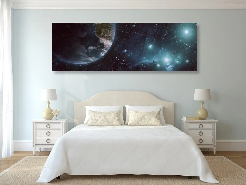 Obraz vesmír a zemeguľa - 150x50