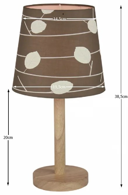 Stolná lampa, drevo/látka vzor listy, QENNY TYP 6 LT6026