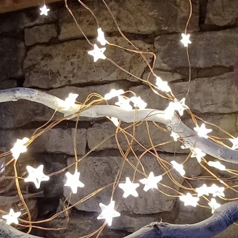 DECOLED LED světelný řetěz, hvězdičky, 12 x 1,5 m, teple bílá, 180 diod