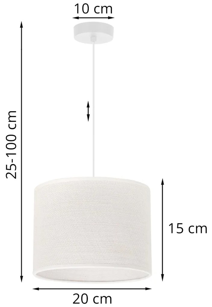 Závesné svietidlo Juta, 1x biele jutové tienidlo, (fi 20cm), w