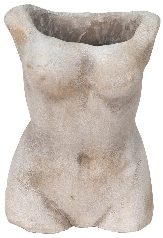 Sivý cementový kvetináč torzo ženy Womi - 15*11*21 cm