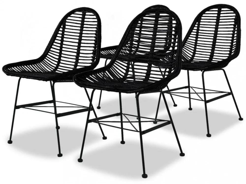 Jedálenská stolička 4 ks prírodný ratan Dekorhome Čierna