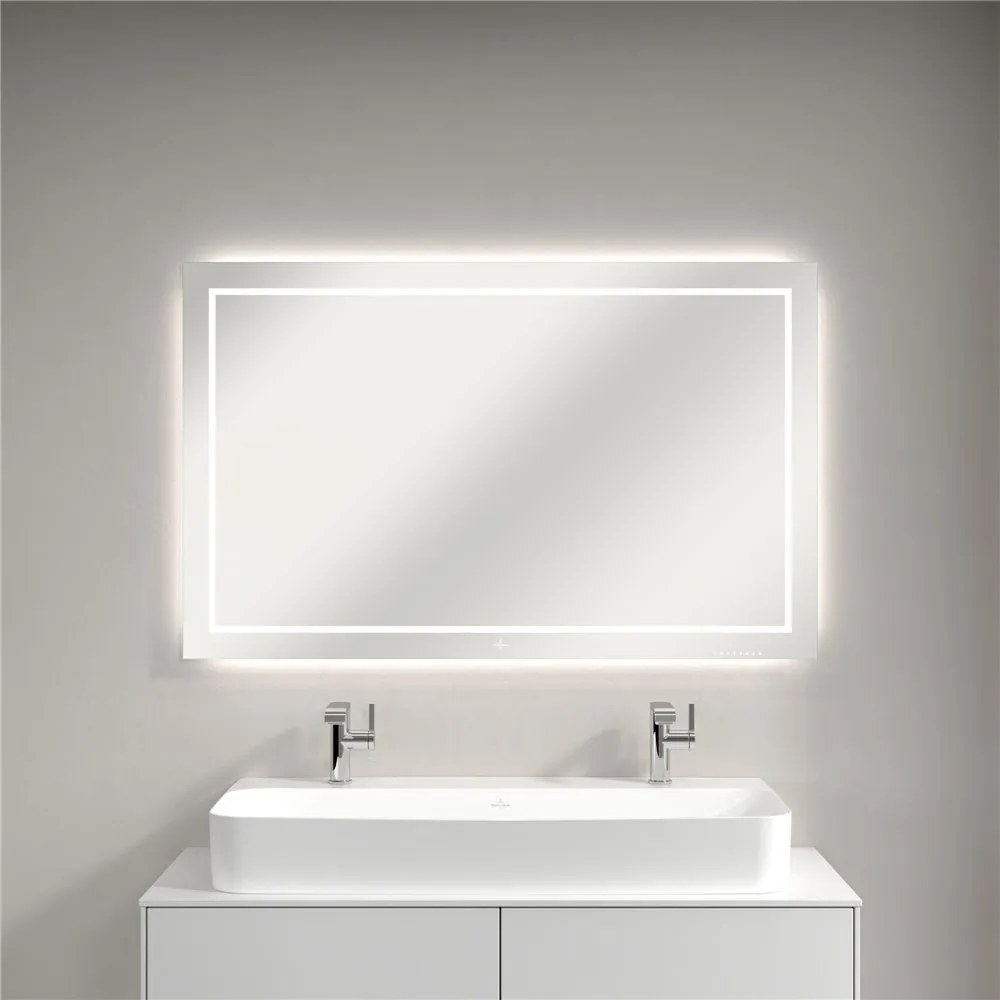 VILLEROY &amp; BOCH Finion zrkadlo s LED osvetlením (so stenovými svietidlami), 1200 x 45 x 750 mm, G6001200