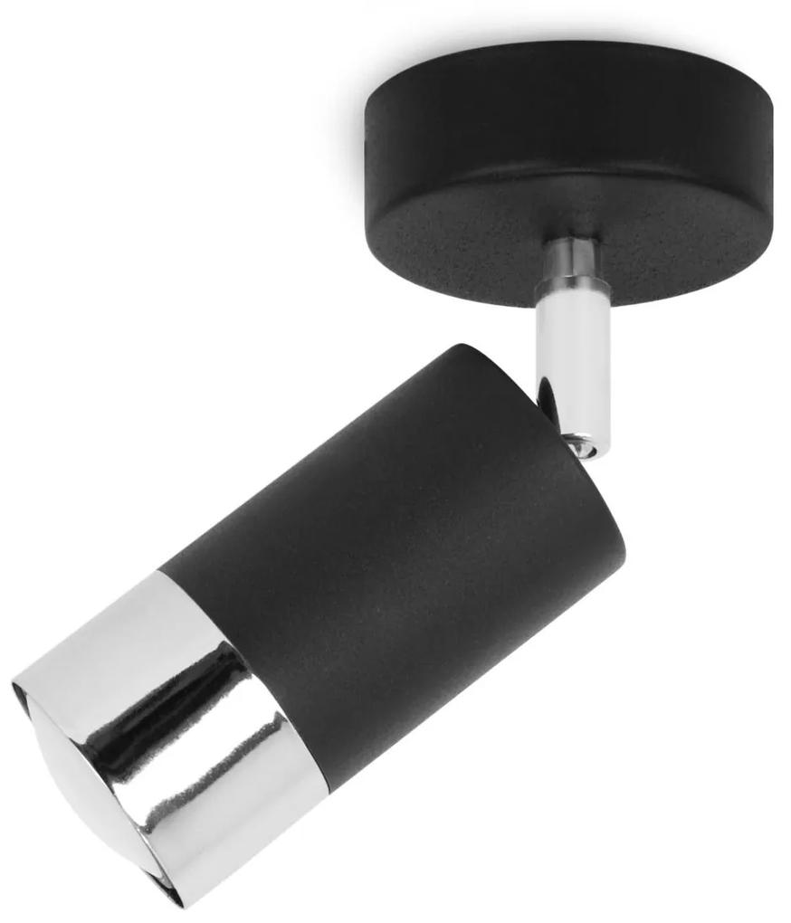 Stropné svietidlo HUGO, 1x čierne/chrómové kovové tienidlo, (možnosť polohovania)