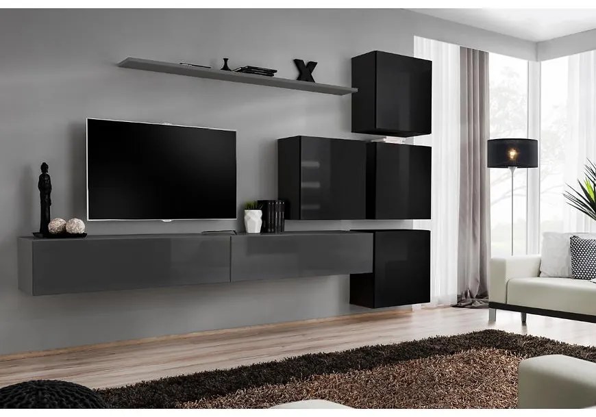 Obývacia stena Switch IX Grafit/Čierna