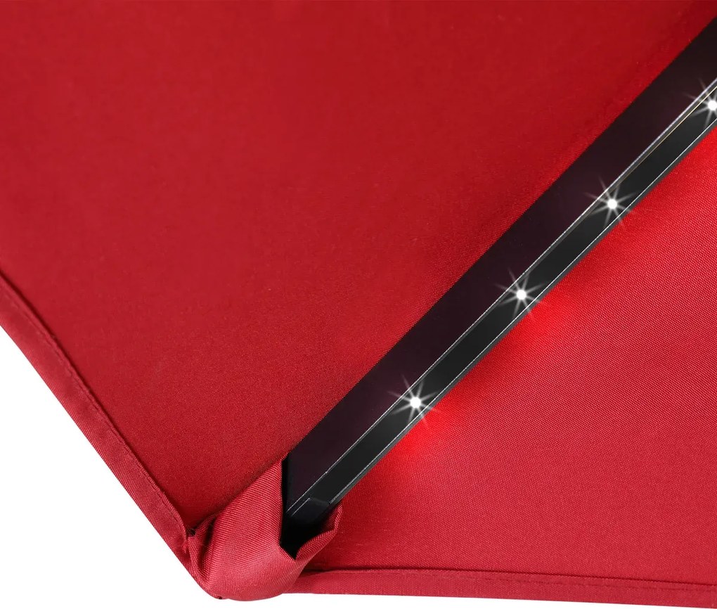 Záhradný slnečník Amana s LED osvetlením 307 cm červený