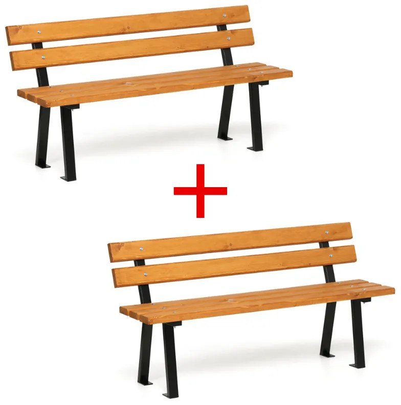 Vonkajšia lavička WOODY s operadlom 1+1 ZADARMO, 1500 mm, mahagón tmavý