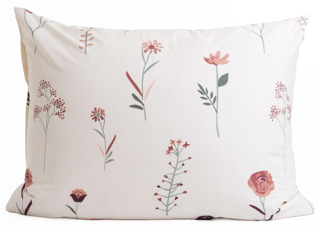 Mušelínová obliečka na vankúš 70 × 90 cm – Vlčie maky béžové