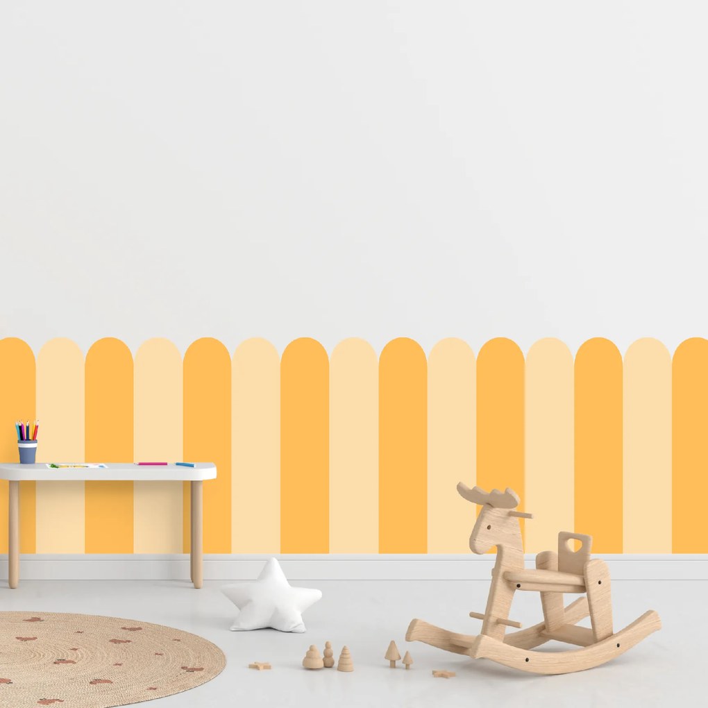 PIPPER. Textilná samolepiaca tapeta - Oblúk - Žltá farba Farba: Kombinácia, Veľkosť: 80 cm