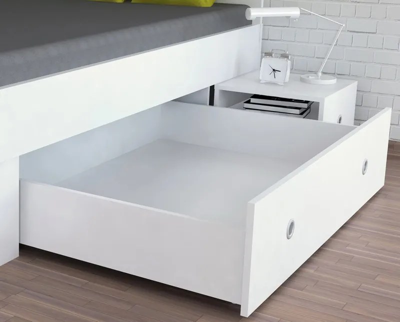 Úložná posteľ so zástenou Junior 120x200 cm, biela