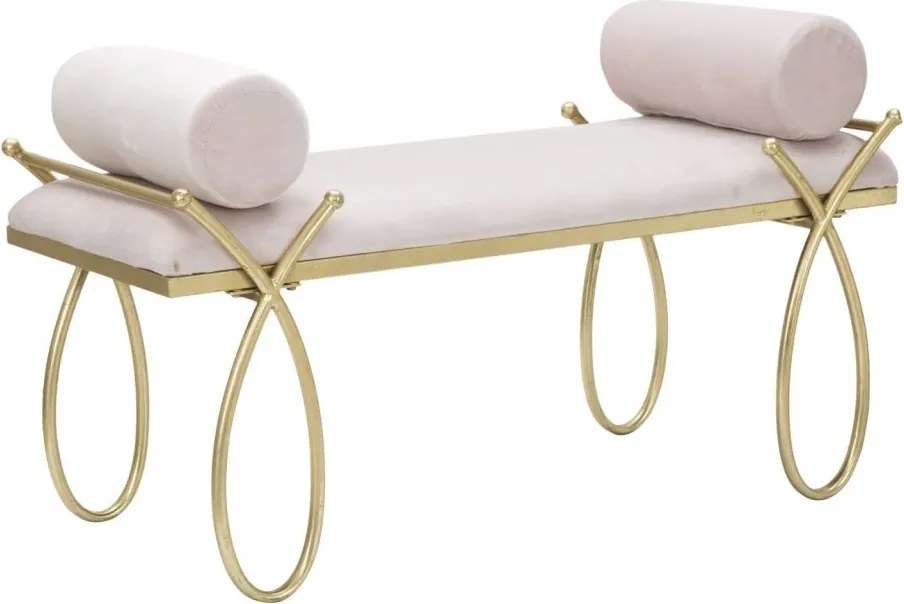Lavica Stuha 112 cm zamat zlatá/ružová