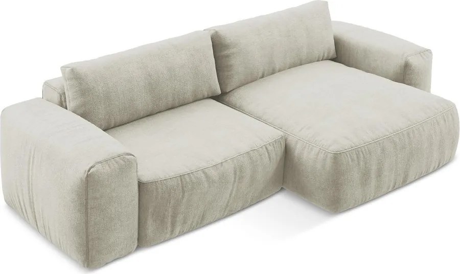 Béžová ženilková rozkladacia rohová pohovka (pravý roh/s leňoškou) Kuki – Makamii