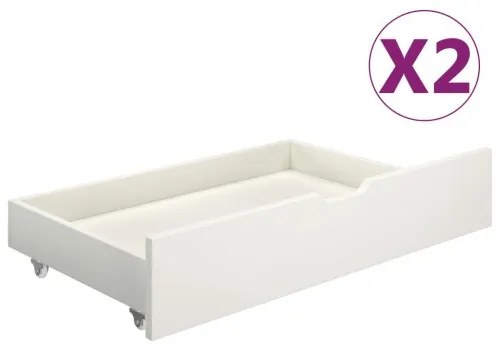 vidaXL Posteľný rám, 2 zásuvky, biely, borovica 90x200 cm-