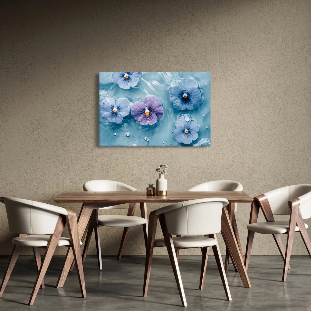 Obraz - Fialky vo vode (90x60 cm)