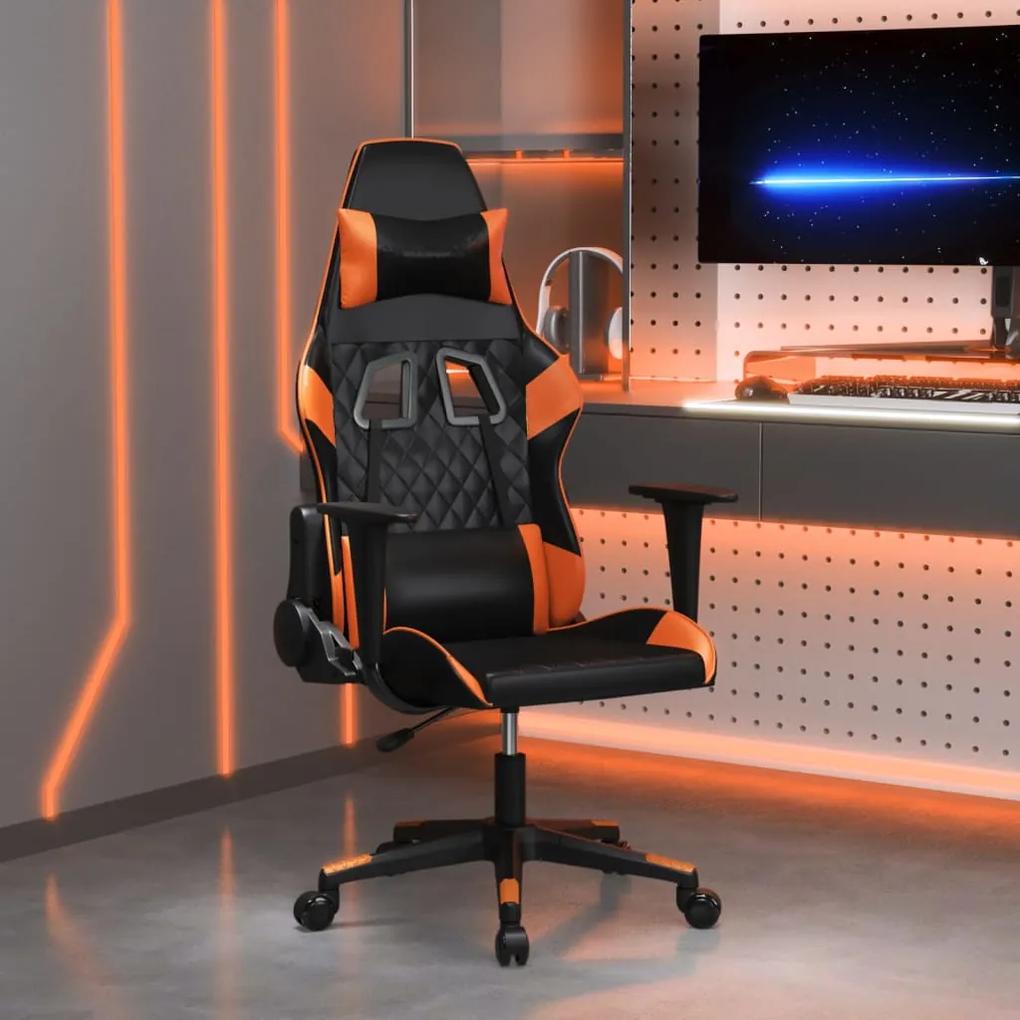 Herná stolička čierna a oranžová umelá koža