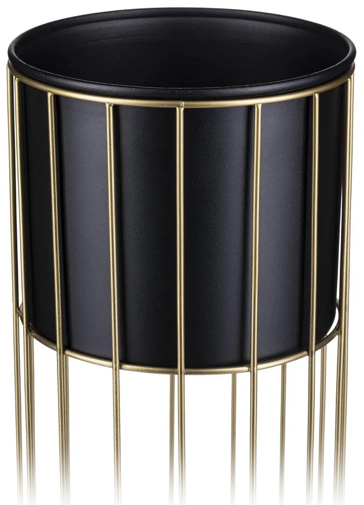 KOVOVÝ KVETINÁČ SO STOJANOM GLAM 42X20 CM ČIERNA/ZLATÁ