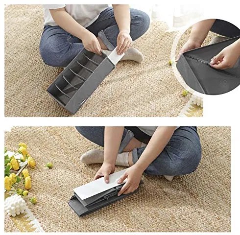 Úložné boxy na spodné prádlo, 8 ks, tmavo sivé