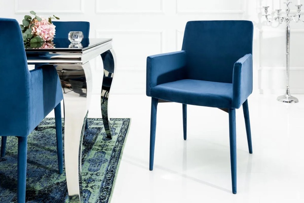 Dizajnová stolička s podrúčkami Neapol, kráľovská modrá