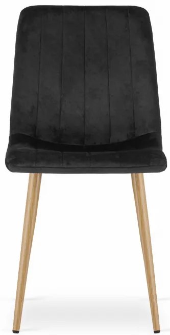 Set troch jedálenských stoličiek LAVA zamatové čierne / drevené nohy (3 ks)