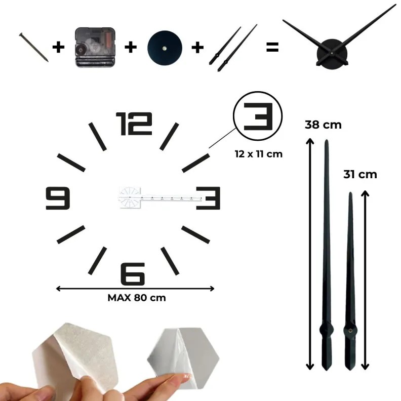 Moderné nalepovacie hodiny na stenu z plexiskla – tichý chod I SENTOP X0037