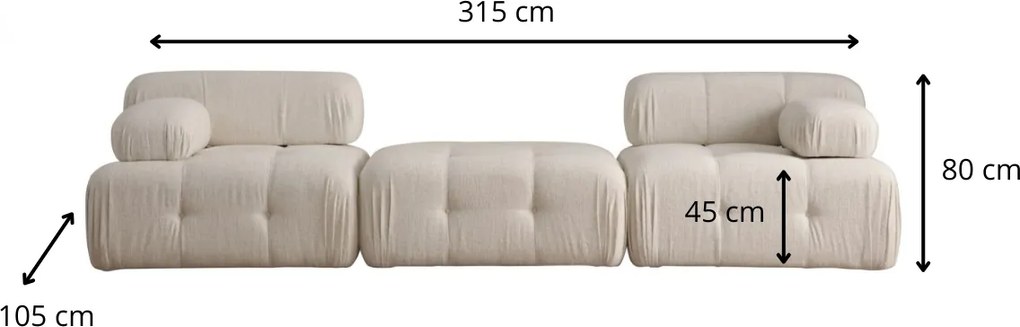 Modulová pohovka Doblo II 315 cm krémová