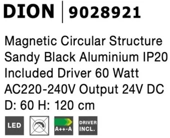 LED luster na lanku Dion 1 čierne
