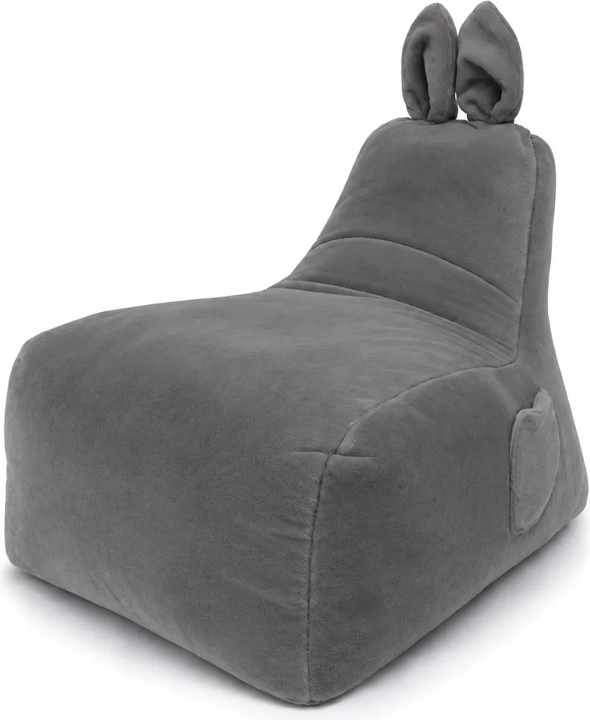 Set 2 detských sedacích vakov Bunny L Lapit sivý + Bag Sako L plyš čierny