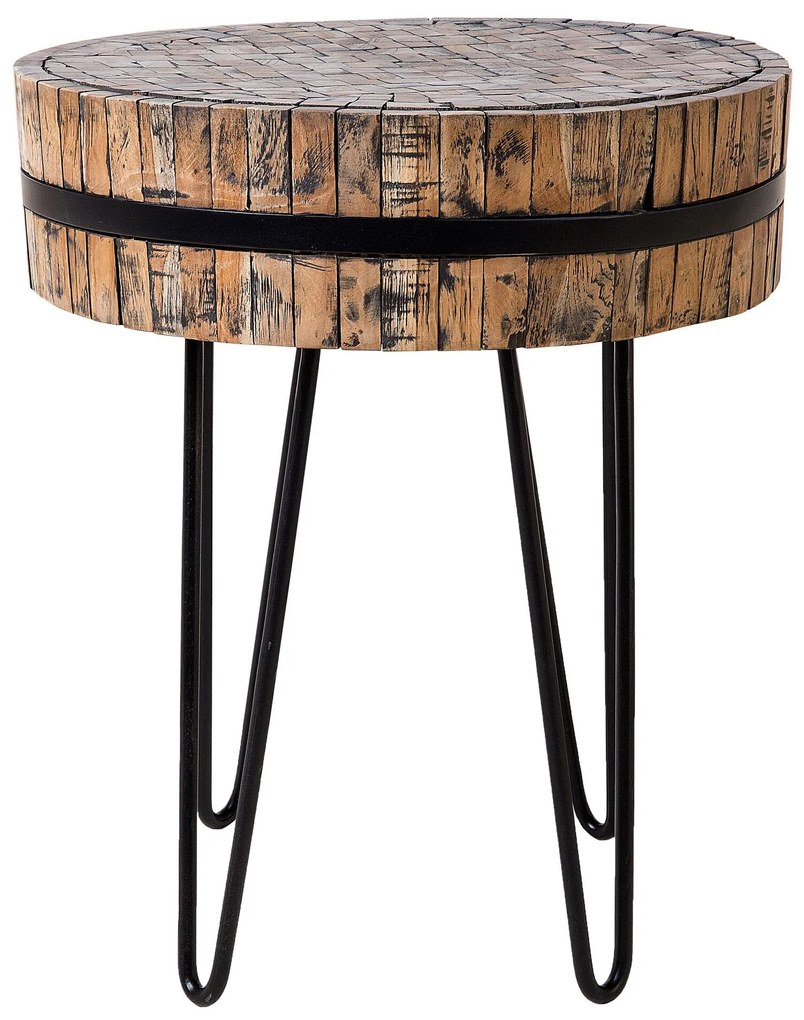 Drevený konferenčný stolík svetlé drevo/čierna TAKU Beliani