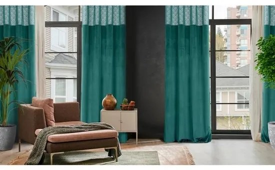 Luxusný zamatový záves s ornamentálnym lesklým vrchným dielom 140 x 250 cm