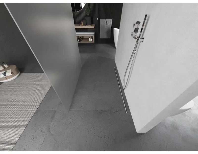 Mexen Kioto, sprchová zástena Walk-In 120 x 200 cm, 8mm sklo námraza, brúsená oceľ profil, 800-120-002-97-30