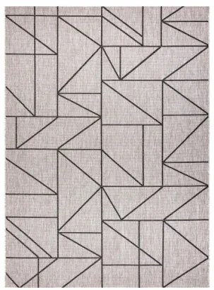 Koberec SIZAL FLOORLUX 20605 geometrický trojuholník - strieborný / čierny