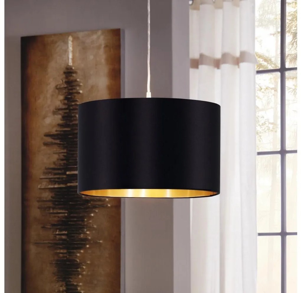 Eglo 78691 - Luster na lanku MASERLO 1xE27/60W/230V pr. 38 cm čierna/medená
