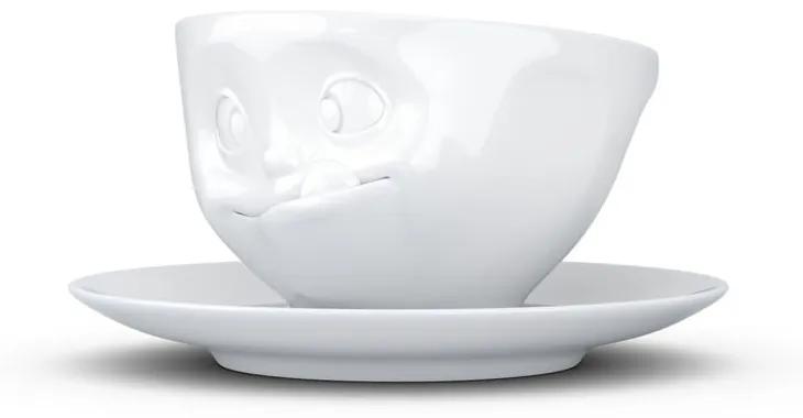 Biely maškrtný porcelánový hrnček s tanierikom 58products