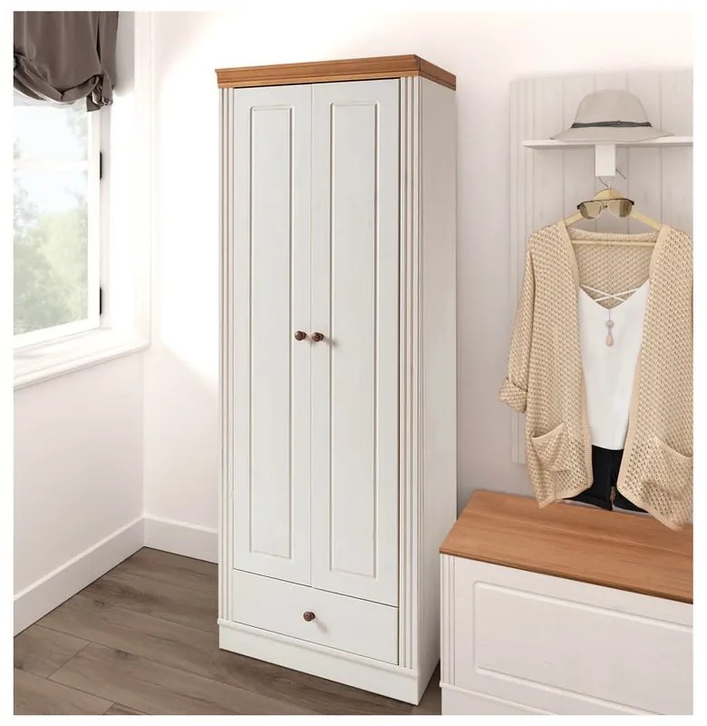 Biela šatníková skriňa z borovicového dreva 65x180 cm Anita – Støraa