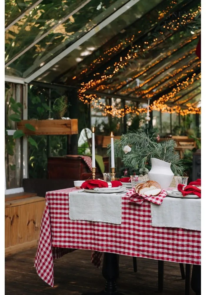 Ľanový obrus 140x350 cm Red Gingham – Linen Tales