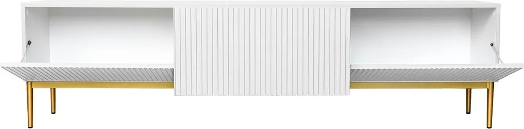 TV skrinka Nicole 200 cm - matná biela / zlatá