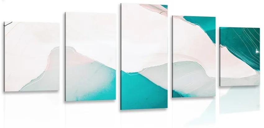 5-dielny obraz abstrakcia modrej lagúny Varianta: 100x50