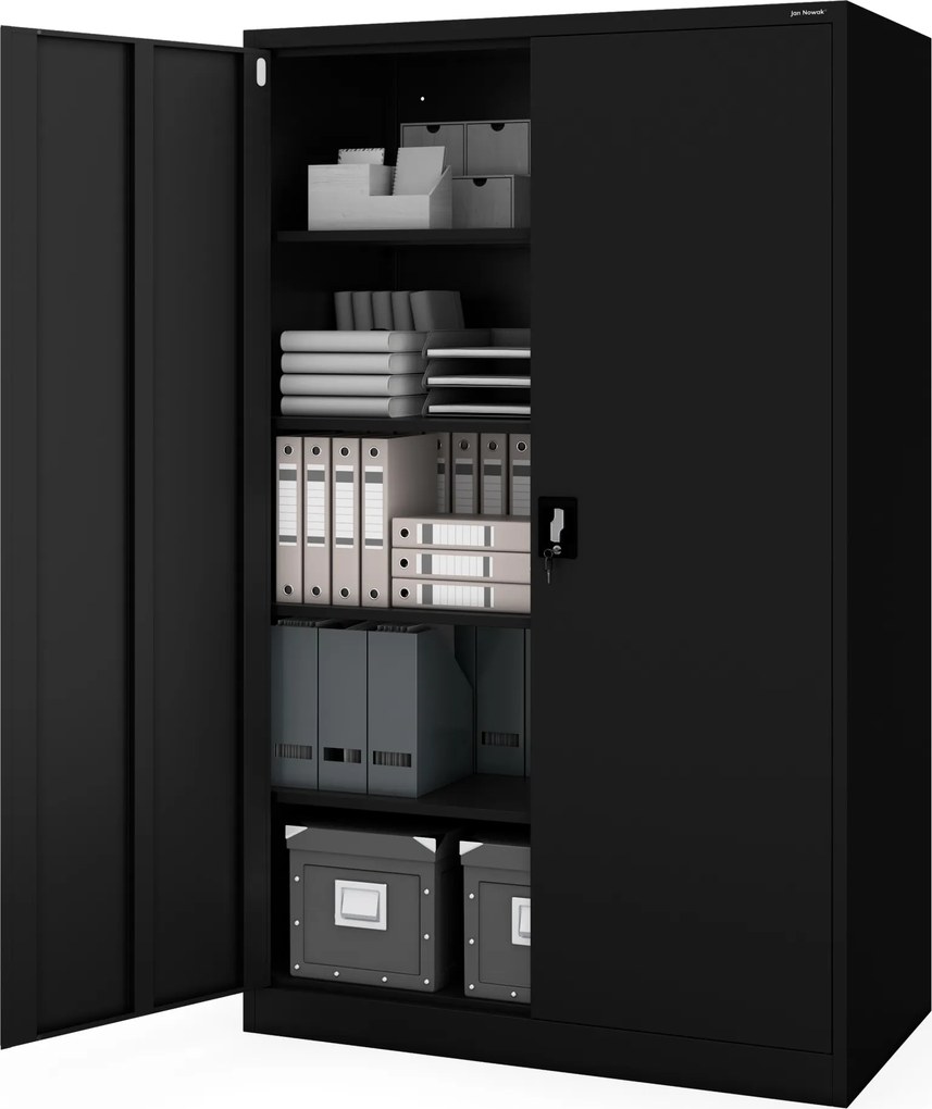 Kovová kancelárska skriňa čierna JAN II D600 1150 x 1850 x 600 mm