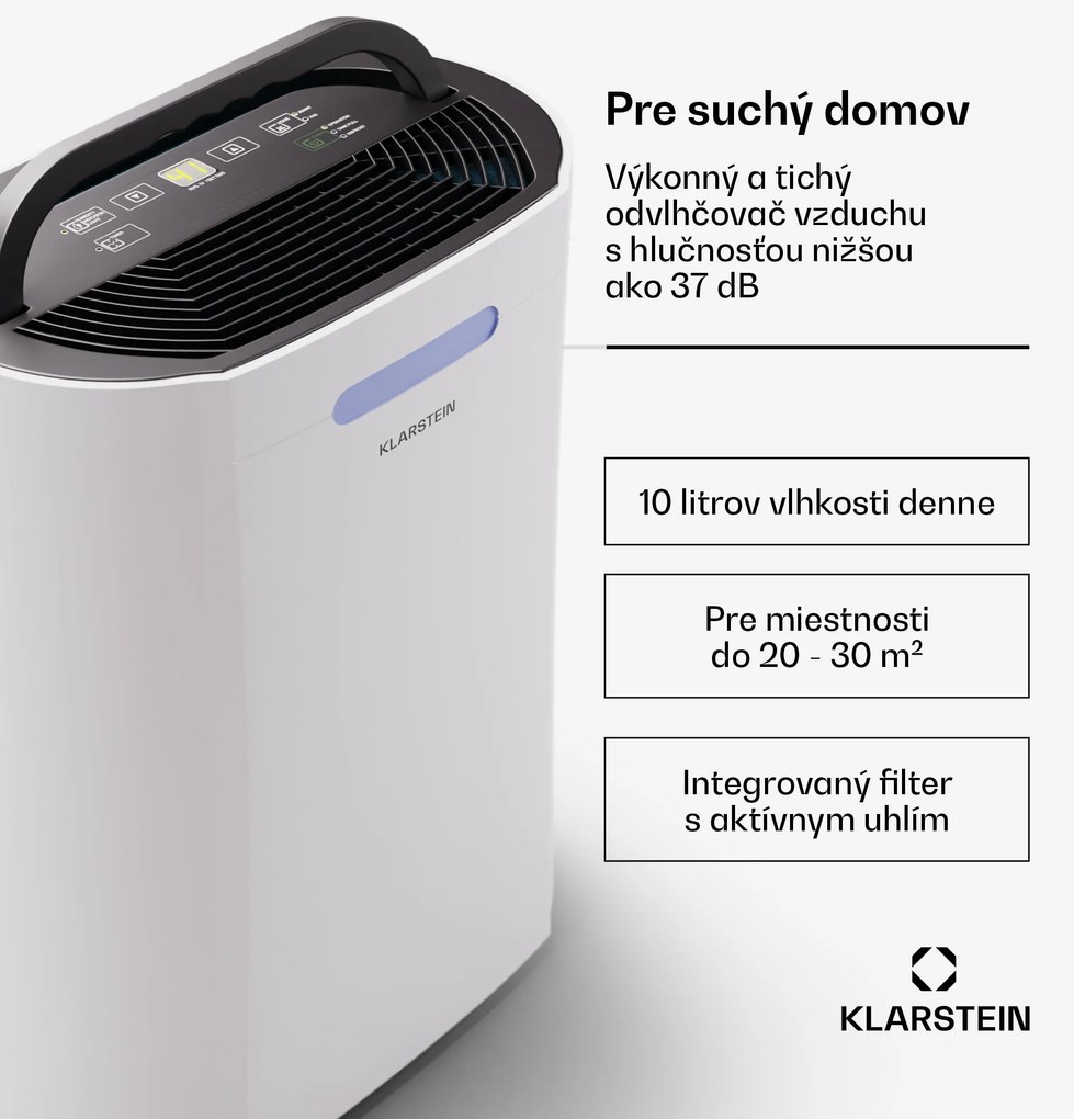 Klarstein AeroDry 10 Odvlhčovač 165W 10l/d 135m³/h 25m² DrySelect 37dB