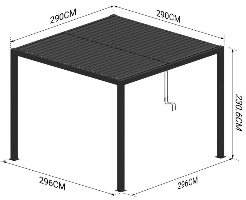 Hliníková bioklimatická pergola s lamelami 3 x 3 M