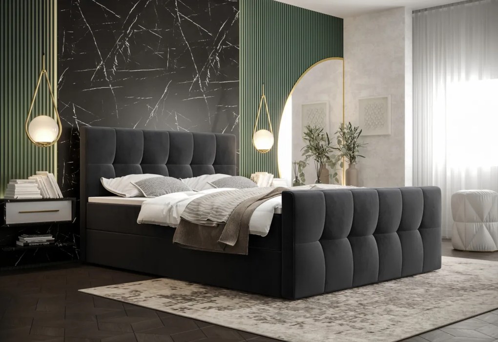 Čalúnená posteľ boxspring HATAN, 90x200, monolith 15, pravá