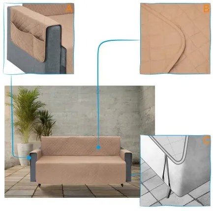 Poťah na sedačku PARIS béžový, 110 cm