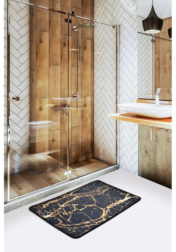 Čierna/v zlatej farbe kúpeľňová predložka 60x40 cm Goldes - Foutastic