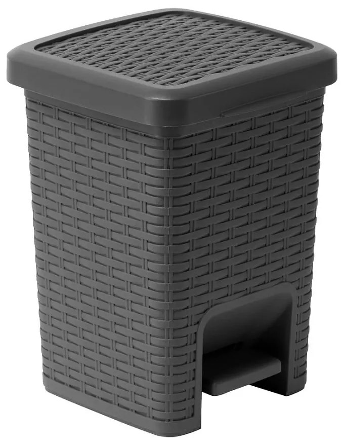 Sivý kúpeľňový pedálový kôš Addis Rattan Pedal Bin Charcoal, 5 l