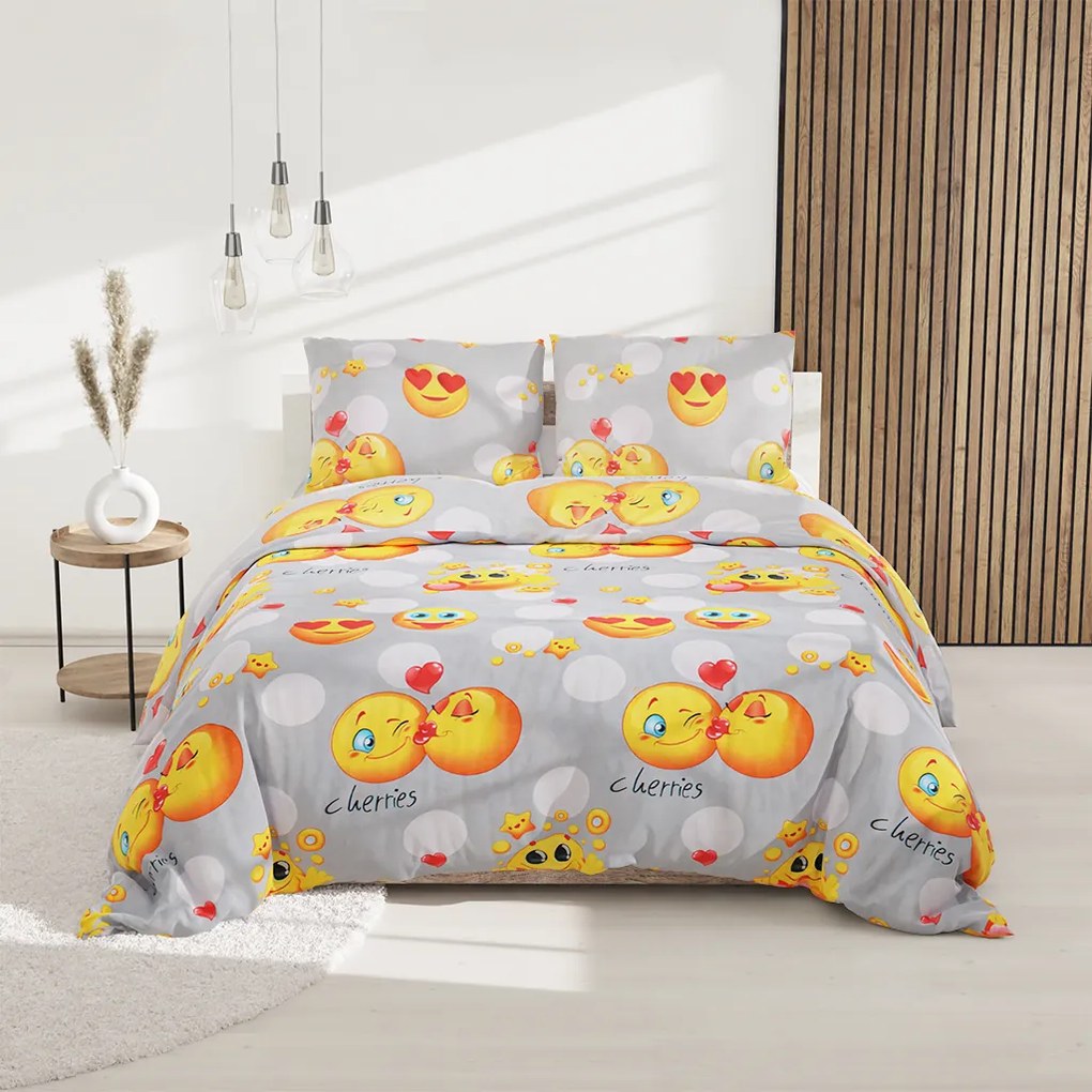 Obliečky z mikrovlákna Emoji sivé Rozmer obliečky: 70 x 90 cm | 140 x 220 cm